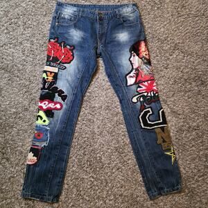 Biepa Jeans Men’s Sz 38 Graphic Design Appliqué Art Urban Fashion Hip Hop